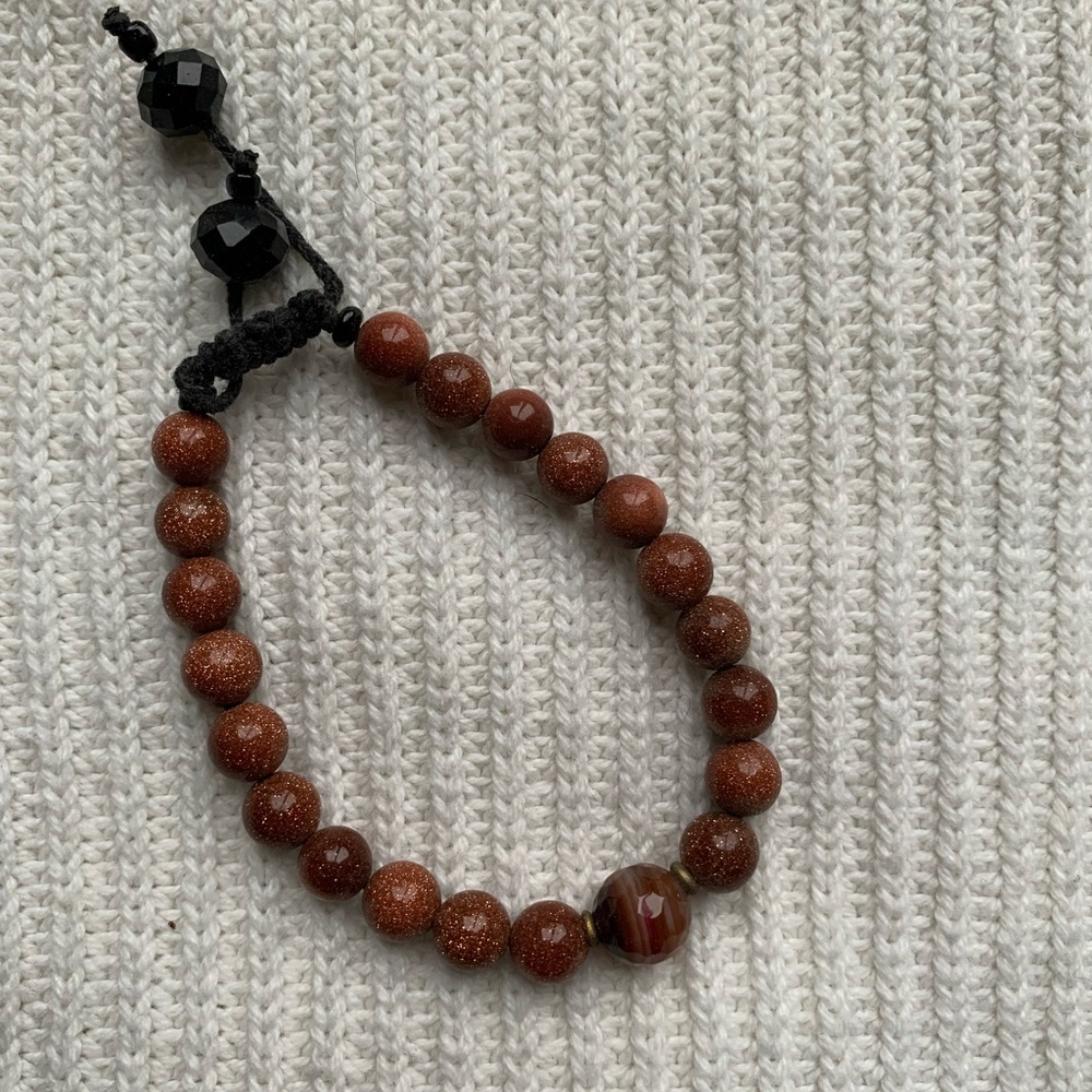 Copper beaded bracelet. Adjustable.